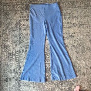 Aerie Blue Ribbed Flare Pants